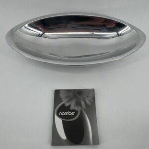 Nambe 504 Oval Serving Dish Bowl Silver Tone Metal Modern Mid Century